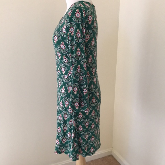 BODEN Size 8R green printed bell sleeve dress - Picture 3 of 8